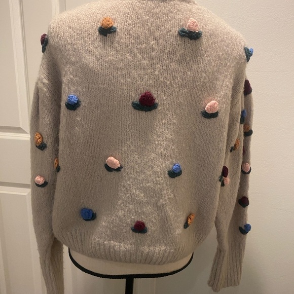 Zara Crochet Floral Knit Cardigan Cottagecore size M/L - Picture 6 of 16